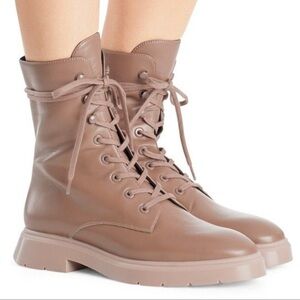 Stuart Weitzman Tan Lace Up Combat Boots NEW without Box Sz.5.5